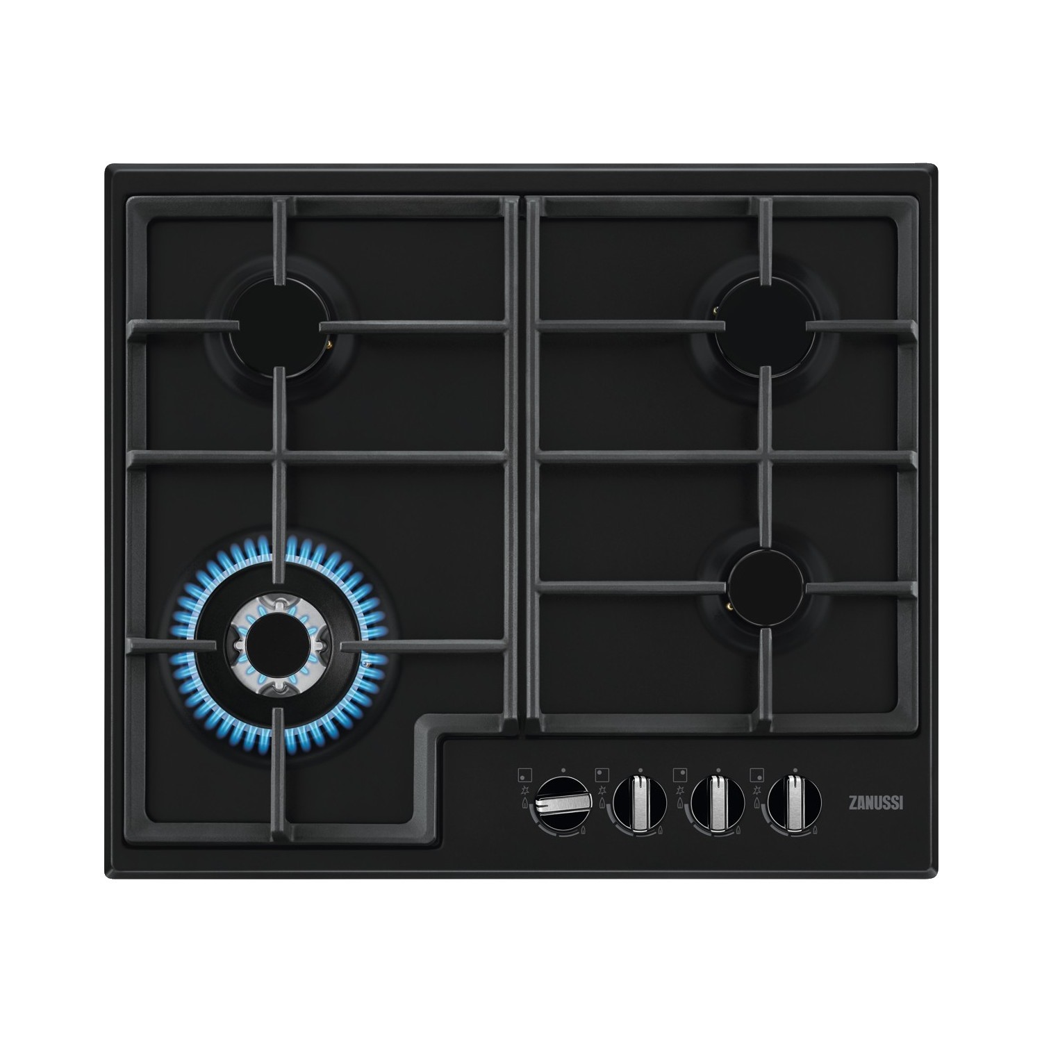 Zanussi Series 40 60cm 4 Burner Gas Hob with Wok Burner - Black