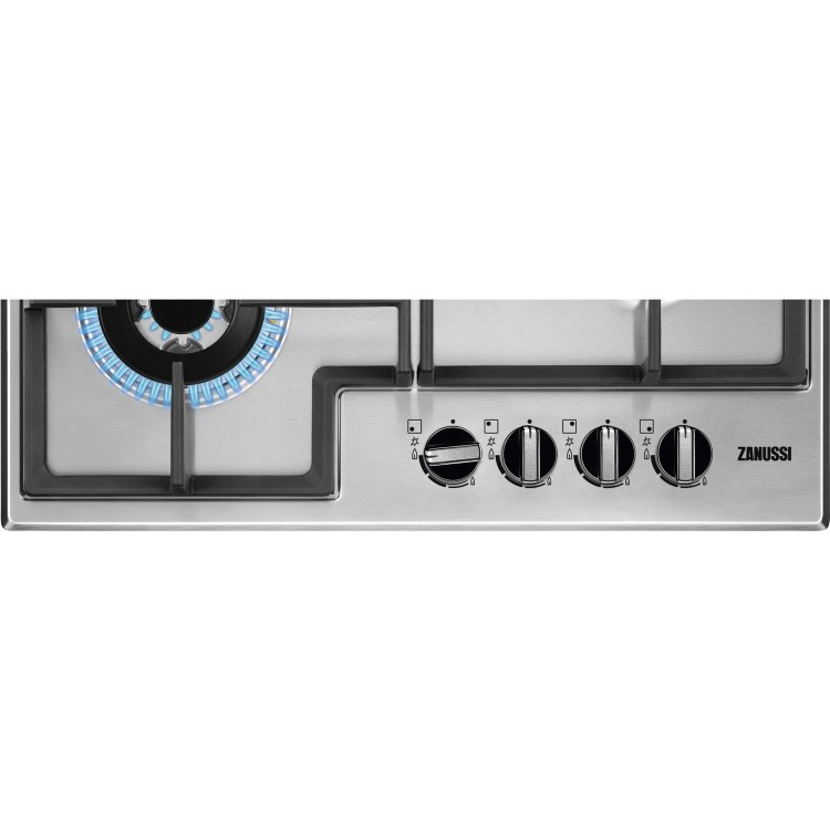 Refurbished Zanussi Series 40 ZGNN645X 60cm 4 Burner Gas Hob with Wok Burner Stainless Steel