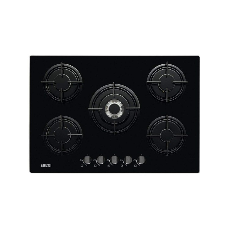 GRADE A1 - Zanussi ZGO75524BA 74cm Five Burner Gas Hob in Black