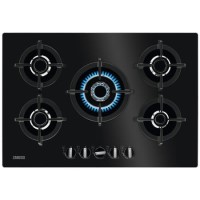 Zanussi ZGO78520BA 74cm Wide Five Burner Gas-on-glass Hob - Black