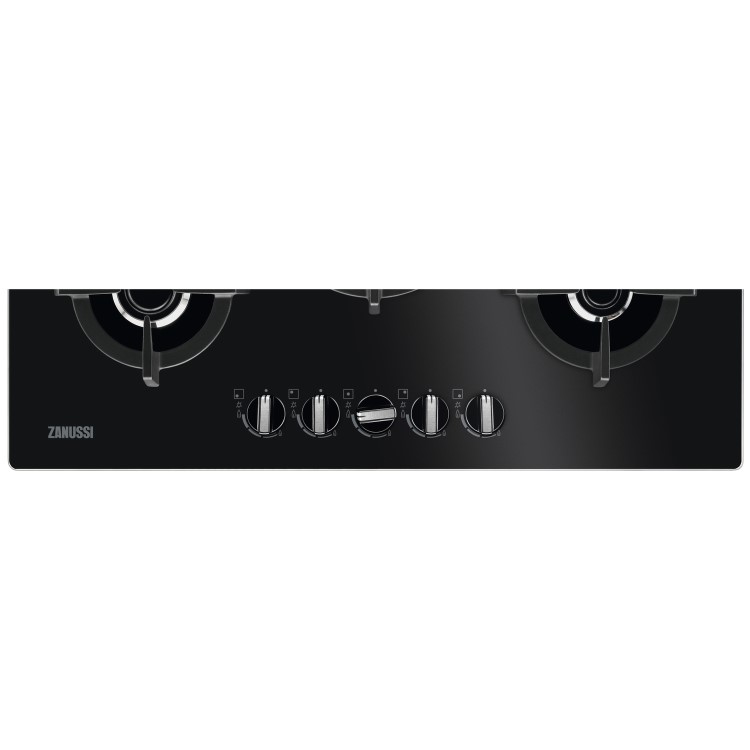 Zanussi ZGO78520BA 74cm Wide Five Burner Gas-on-glass Hob - Black
