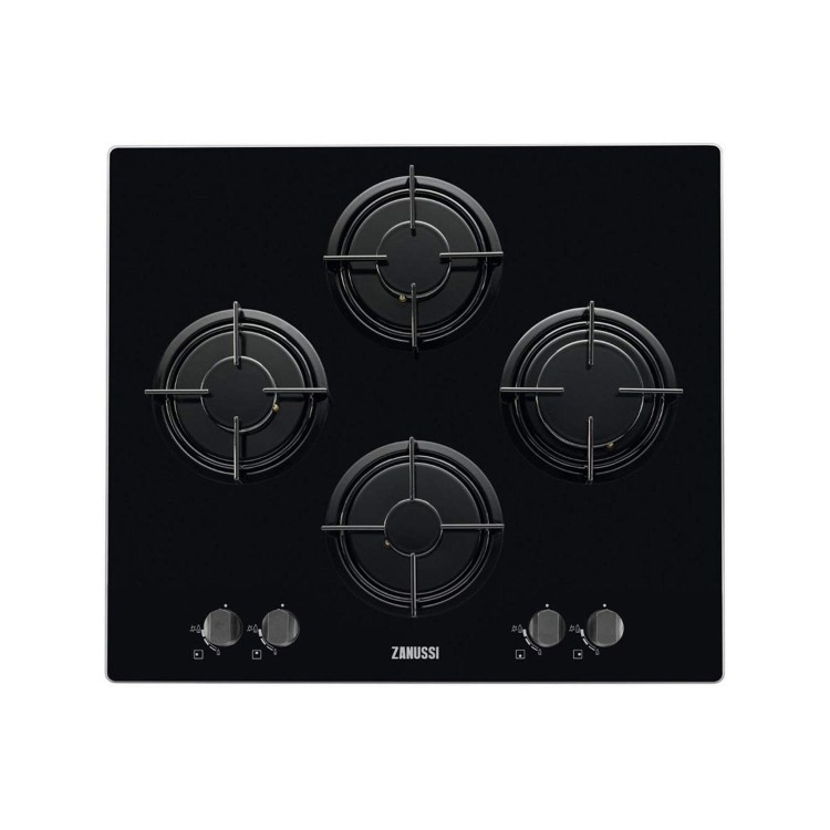 Zanussi ZGX65414BA 59cm Four Burner Gas-on-glass Hob Black