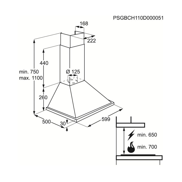 Zanussi ZHC60136X Stainless Steel 60cm Chimney Hood