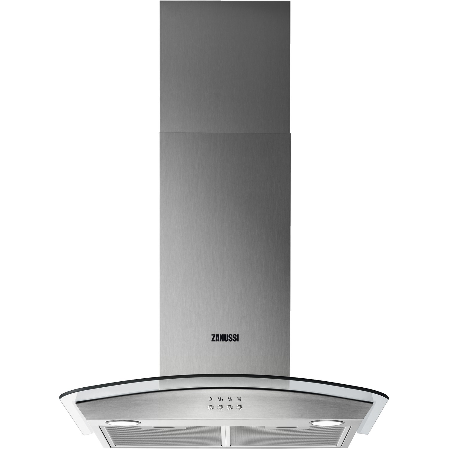 Zanussi 60cm Curved Glass Cooker Hood - Stainless Steel