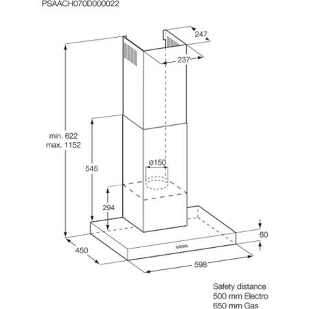 Ex-display Zanussi Low Profile 60cm Chimney Hood in Stainless steel