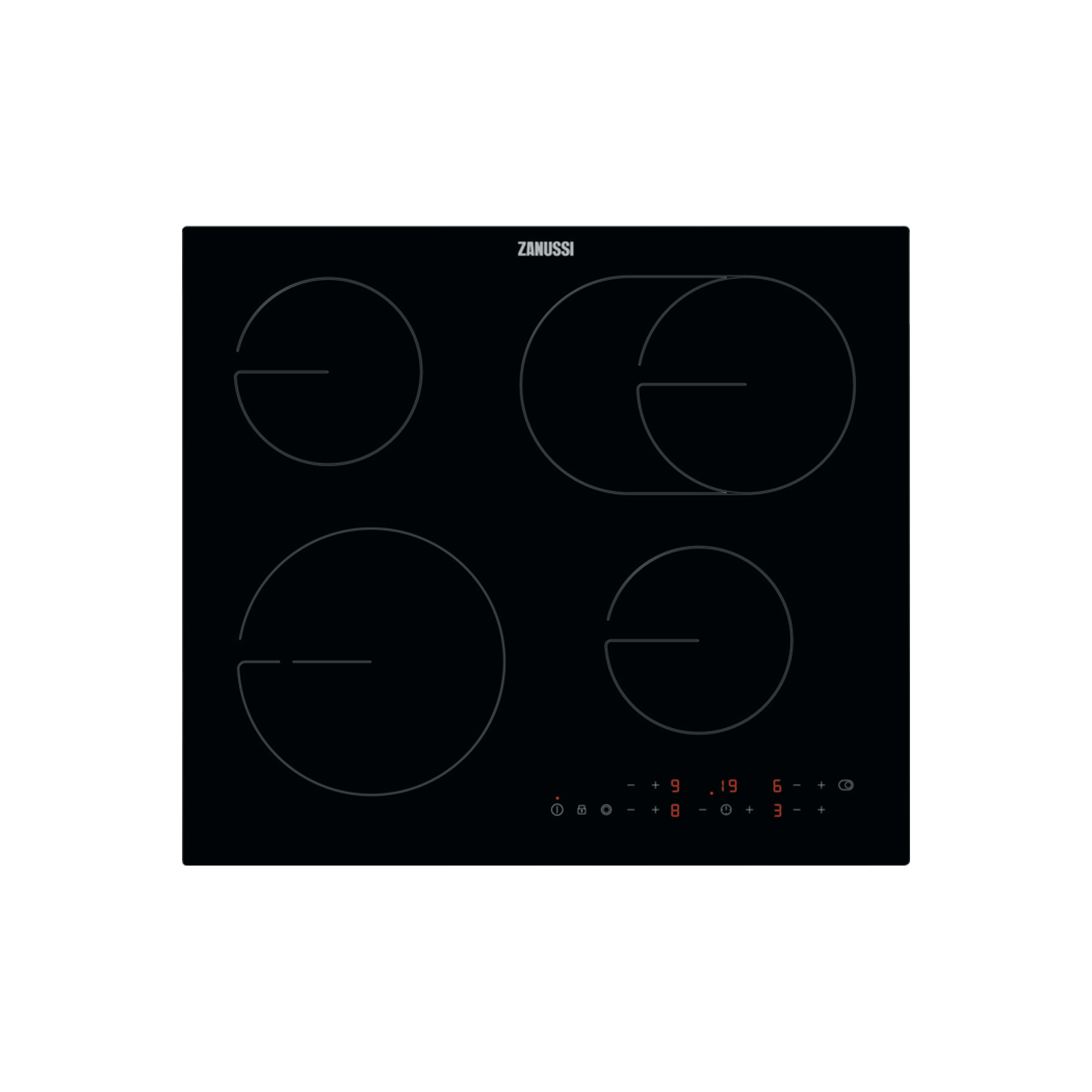 Zanussi 60cm 4 Zone Ceramic Hob with OvalZone ZHRN643K