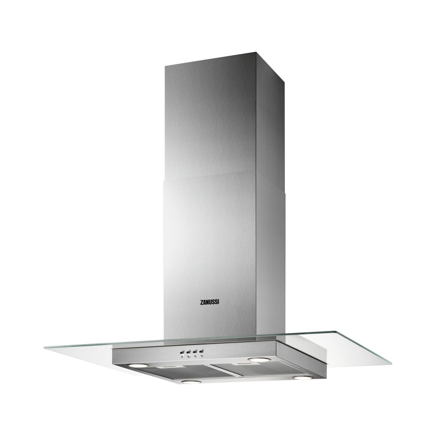 Zanussi 90cm Flat Glass Island Cooker Hood - Stainless Steel