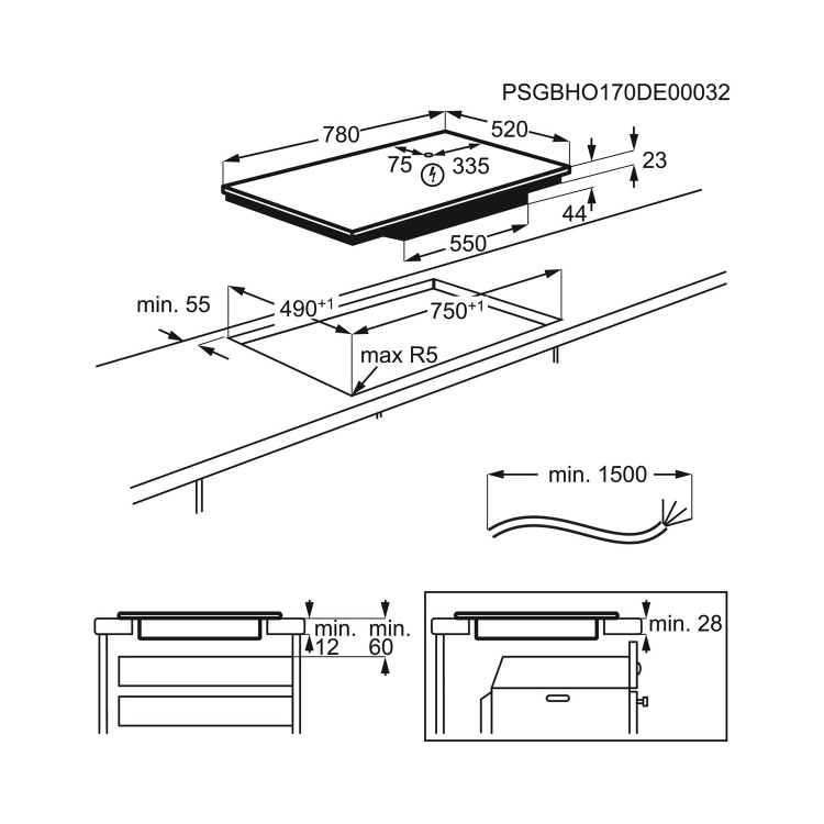 Zanussi Series 40 78cm 4 Zone Induction Hob with JoinZone