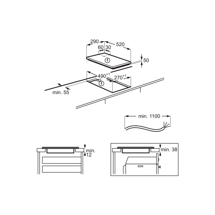 Zanussi ZITN320X 30cm Domino Induction Hob - Stainless Steel