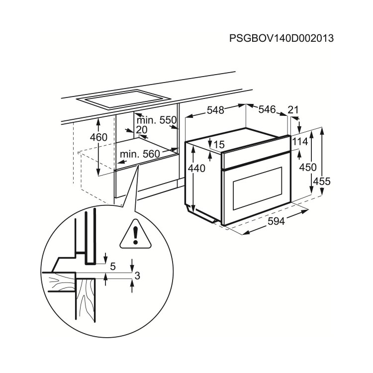 Zanussi ZKG44500XA Compact Height Built-in Microwave With Grill Stainless Steel