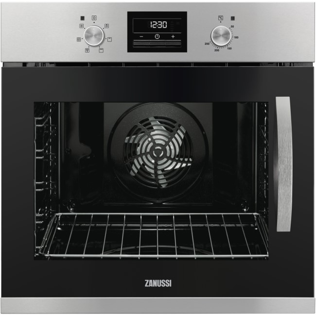 GRADE A2 - Zanussi ZOA35675XK Side-opening Single Fan Oven With Programmable Timer - Left Hand Hinge - Stainless Steel