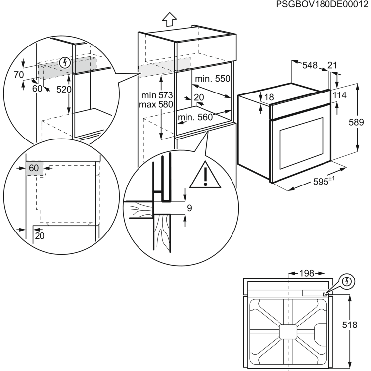 Zanussi Series 20 Single Oven with Right Hand Opening Door - Stainless Steel