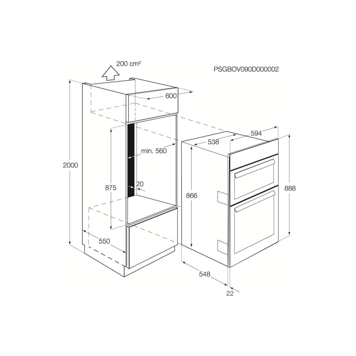 Zanussi ZOD35702BK Multifunction Builtin Double Oven Black