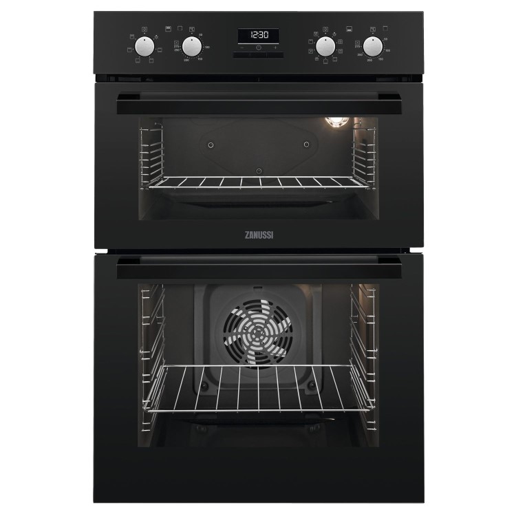 GRADE A2 - Zanussi ZOD35802BK Multifunction Electric Built In Double Oven With Catalytic Liners - Black