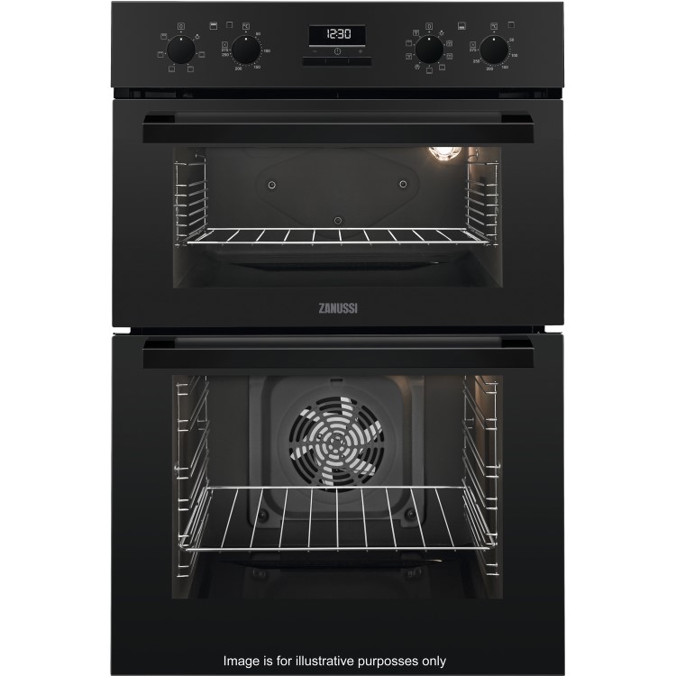 GRADE A3 - Zanussi ZOD35802BK Multifunction Electric Built In Double Oven With Catalytic Liners - Black