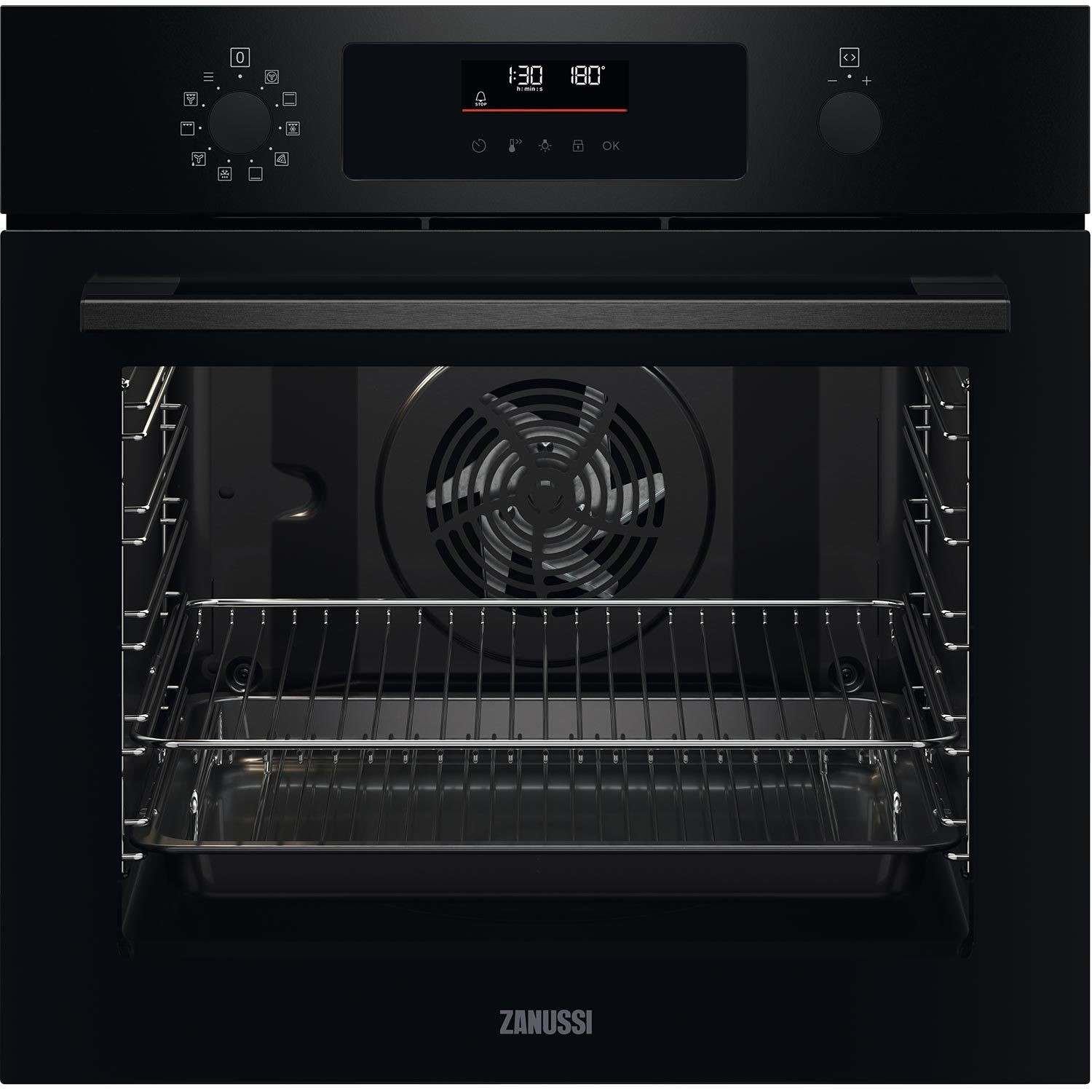 Zanussi Series 60 Electric Self Cleaning Single Oven Black ZOPNX6KN Appliances Direct