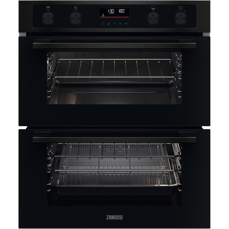 Refurbished Zanussi Series 40 ZPCNA7KN AirFry 60cm Double Built Under Electric Oven Black