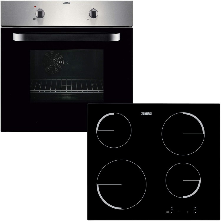 GRADE A1 - Zanussi ZPVF4130X Electric Fan Oven And Ceramic Hob Pack Stainless Steel