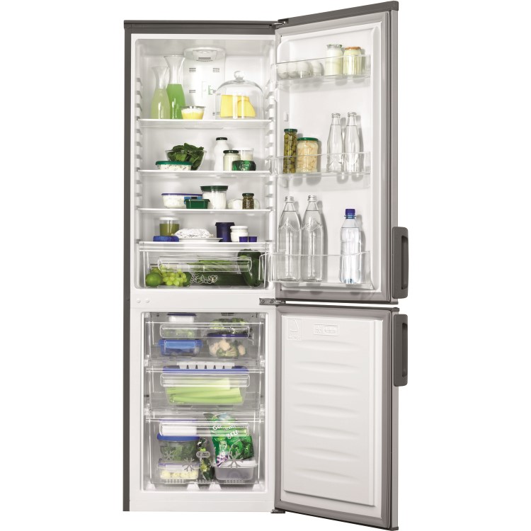 Zanussi ZRB23055FX 169x56cm 234L Frost Free Freestanding Fridge Freezer - Silver With Antifingerprint Stainless Steel Door