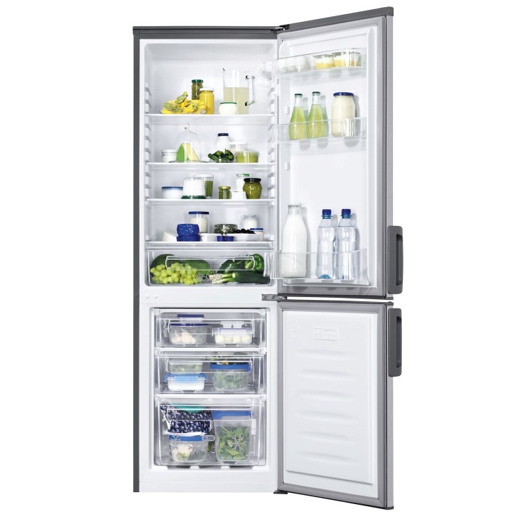 Zanussi ZRB24100XA Free-Standing Fridge Freezer in Silver+Stainless Steel Door with Antifingerprint