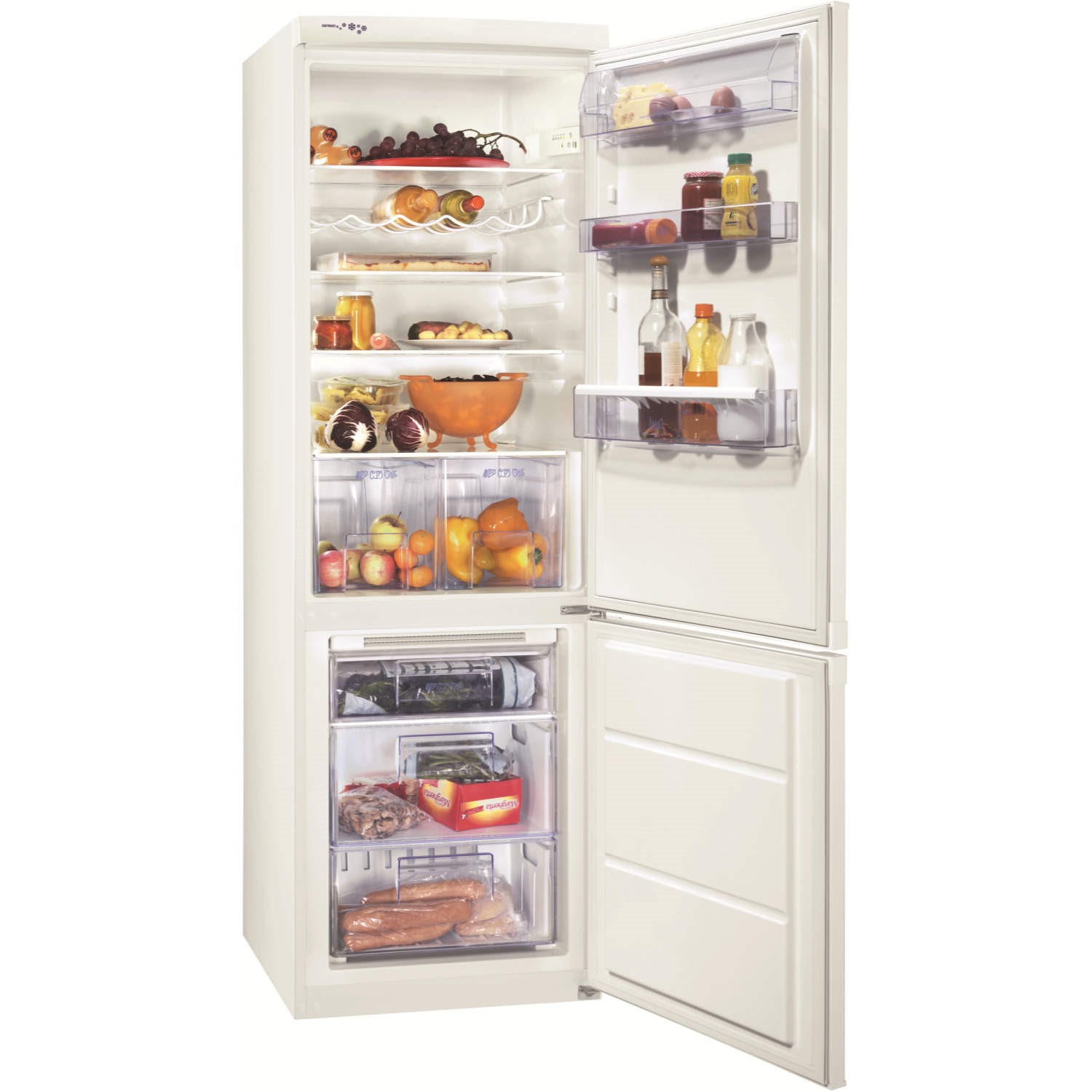 White Zanussi ZRT18101WV 180L Top Mount Freestanding Fridge Freezer