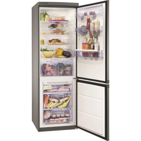 Zanussi ZRB934FX2 Free-Standing Fridge Freezer in Grey+Stainless Steel Door with Antifingerprint