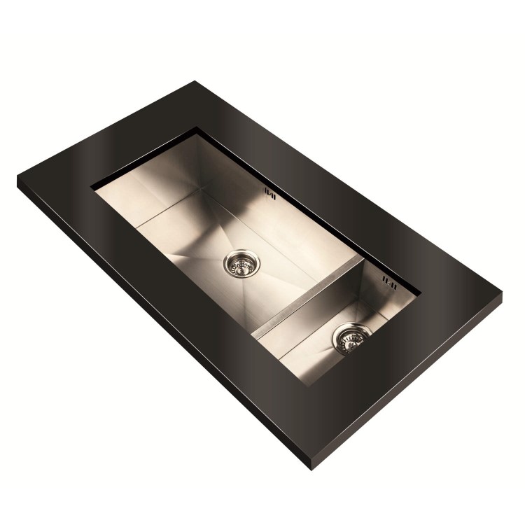 1810 Sink Company ZD/7018/U/D/S/072 ZENDUO 700/180U Grande Deep 1.5 Bowl Inset Stainless Steel Sink Right Hand Small B