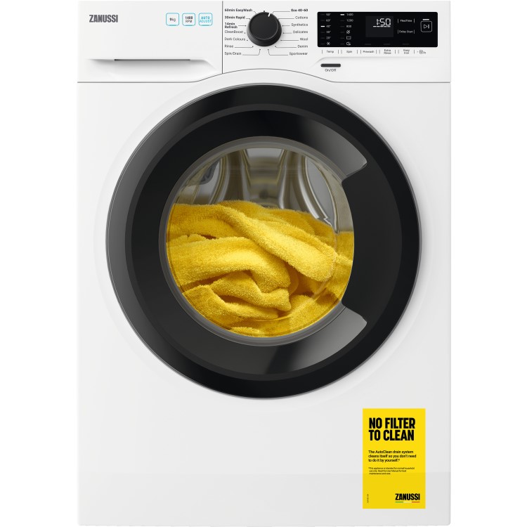 Zanussi ZWF944A2DG Auto Adjust 9kg 1400rpm Freestanding Washing Machine - White