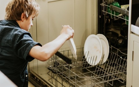 dishwasher with half load.