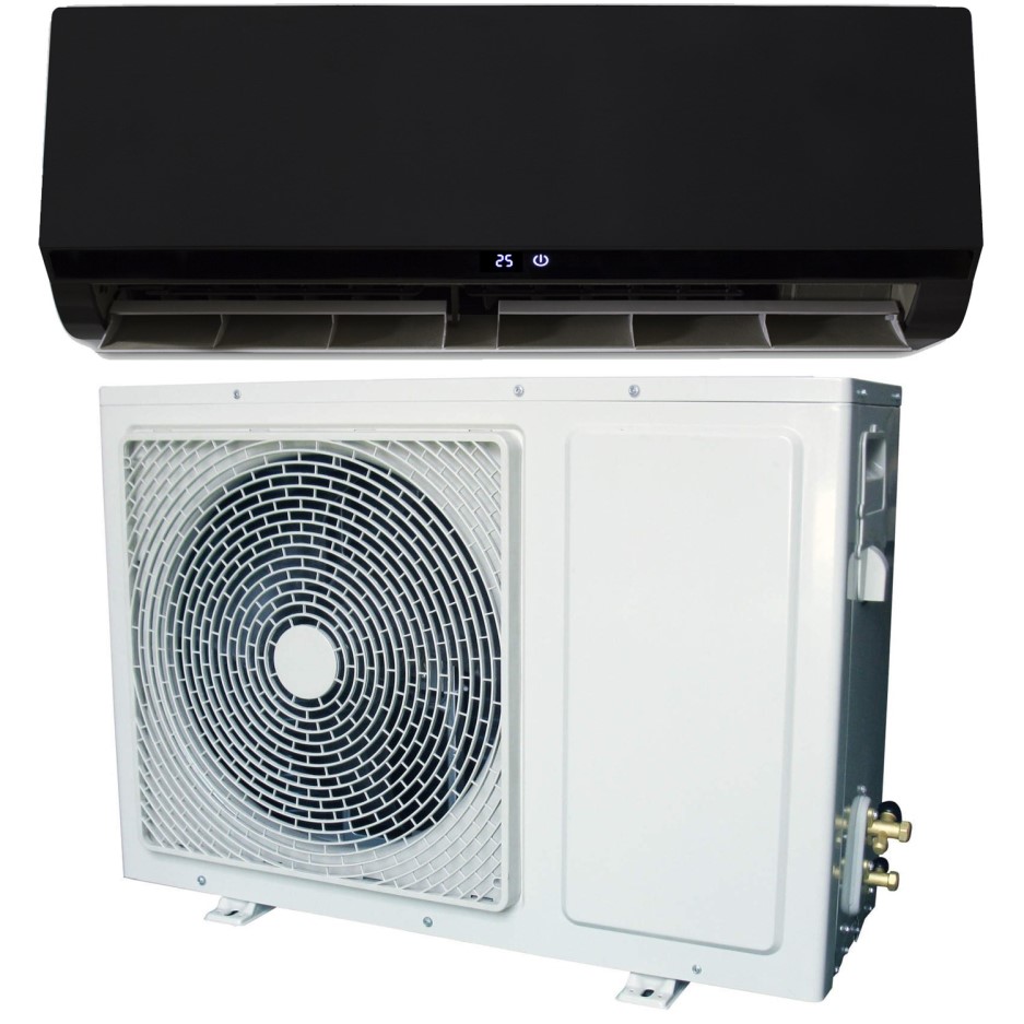 9000 BTU Black Smart Wall Mounted Split Air Conditioner with Heat Pump