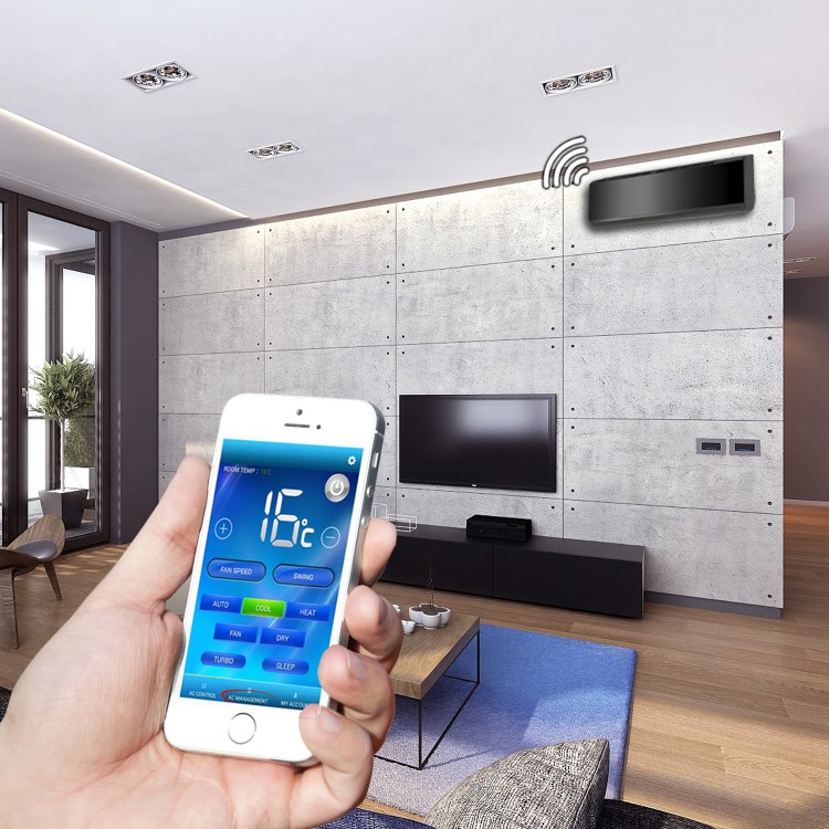 9000 BTU Black Smart Wall Mounted Split Air Conditioner with Heat Pump  Pipe kit and 5 Years warranty 
