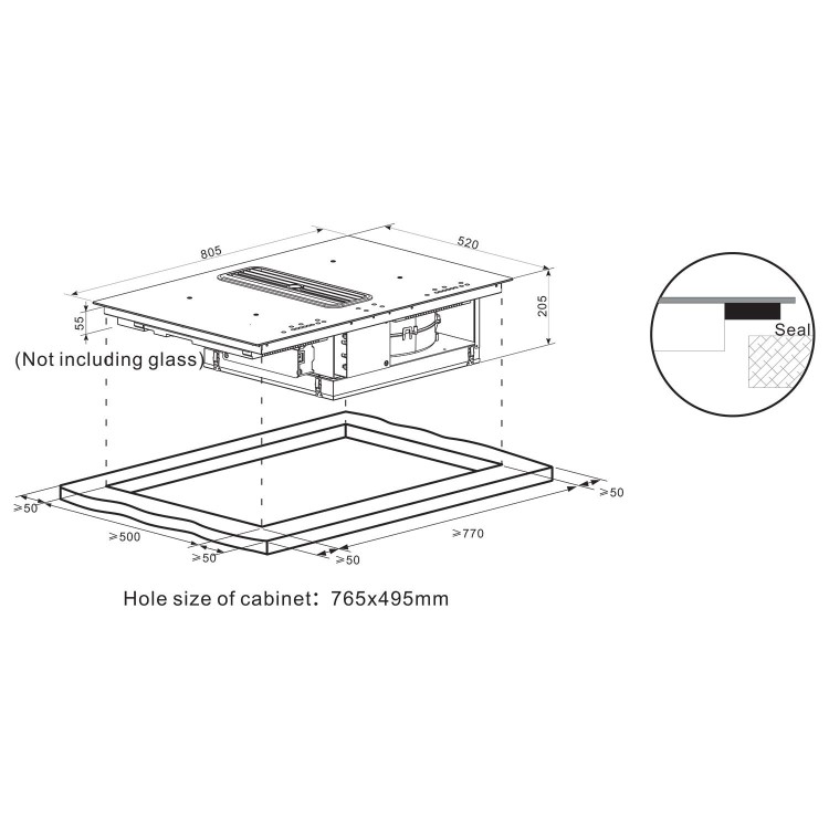 Refurbished electriQ eIQ80INDD 80cm 4 Zone Induction Hob Black