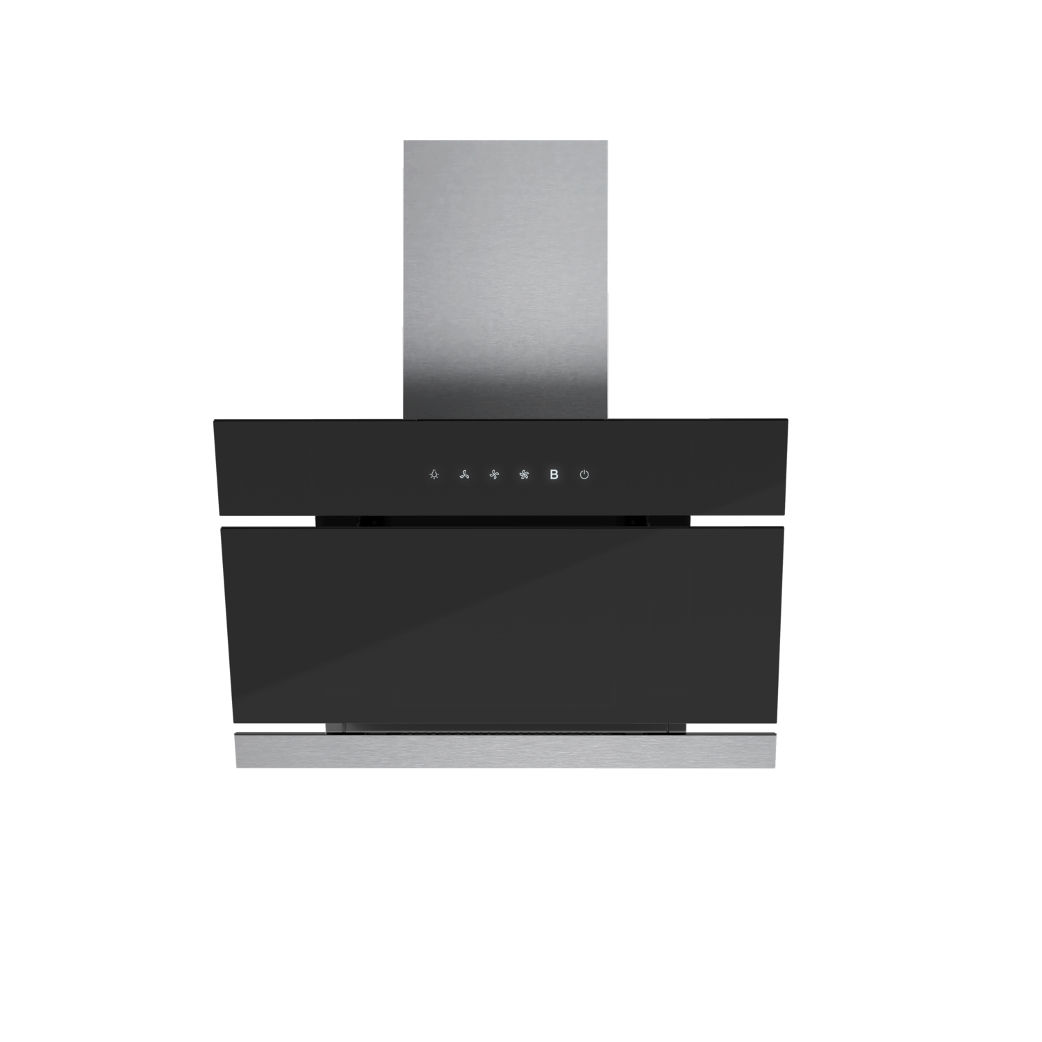 electriQ 60cm Touch Control Angled Cooker Hood in Black and Stainless
