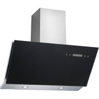 electriQ 90cm Angled Touch Control Chimney Cooker Hood - Black Glass