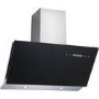Refurbished electriQ 90cm Angled Black Glass Touch Control Cooker Hood Includes Optional Chimney  -  5 Year warranty
