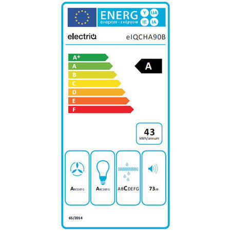 electriQ 90cm Angled Touch Control Chimney Cooker Hood - Black Glass