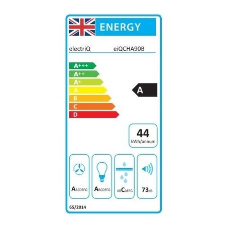 electriQ 90cm Angled Touch Control Chimney Cooker Hood - Black Glass