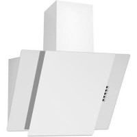GRADE A1 - electriQ White Glass Angled 60cm Cooker Hood Includes Optional Chimney  -  5 Year warranty
