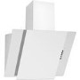 GRADE A1 - electriQ White Glass Angled 60cm Cooker Hood Includes Optional Chimney  -  5 Year warranty
