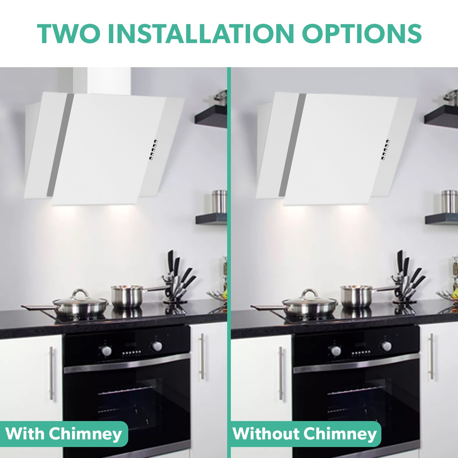 angled cooker hood without chimney