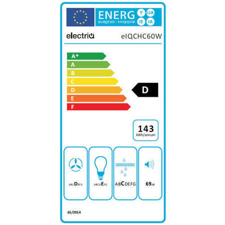 GRADE A1 - electriQ White Glass Angled 60cm Cooker Hood Includes Optional Chimney  -  5 Year warranty