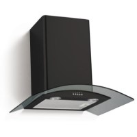 electriQ 70cm Curved Black Glass Cooker Hood Satin Black