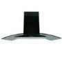 electriQ 90cm Curved Black Glass Cooker Hood Satin Black