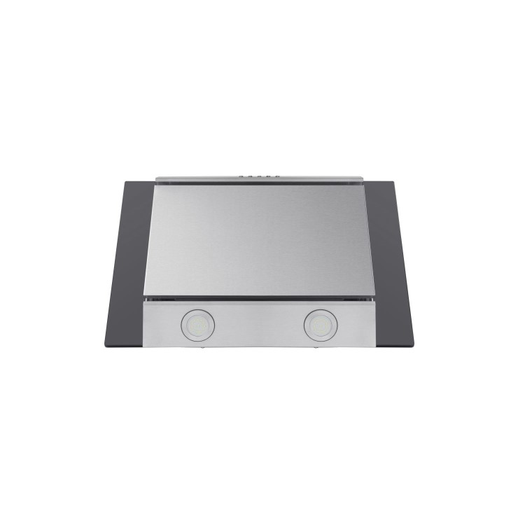 electriQ 60cm Angled Chimney Cooker Hood - Stainless Steel & Black Glass