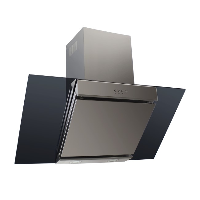 electriQ 90cm Angled Chimney Cooker Hood Stainless Steel and Black
