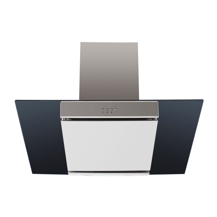 GRADE A1 - electriQ 90cm Angled Glass and Steel Designer Chimney Cooker Hood  -  5 Year warranty