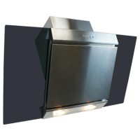 GRADE A1 - electriQ 90cm Angled Glass and Steel Designer Cooker Hood