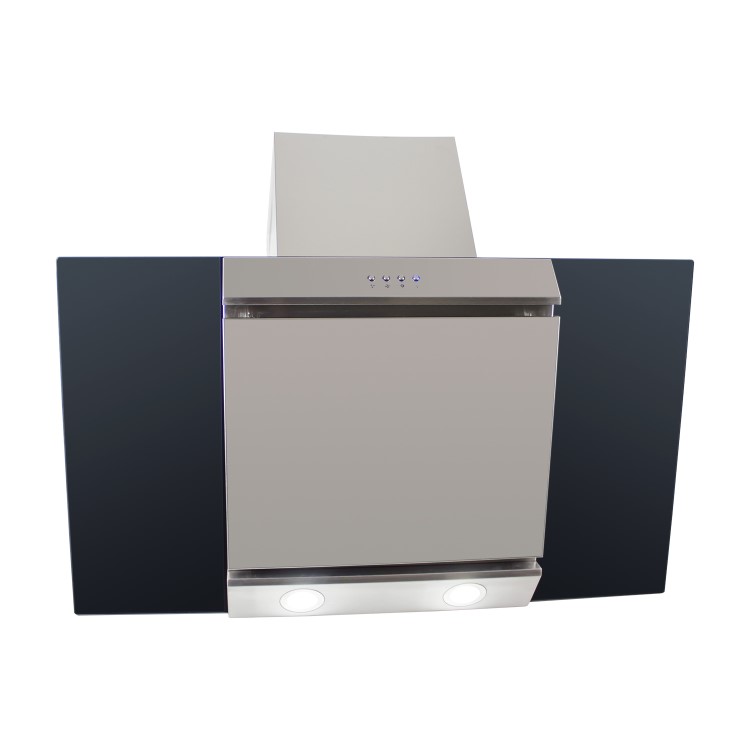 GRADE A1 - electriQ 90cm Angled Glass and Steel Designer Chimney Cooker Hood  -  5 Year warranty