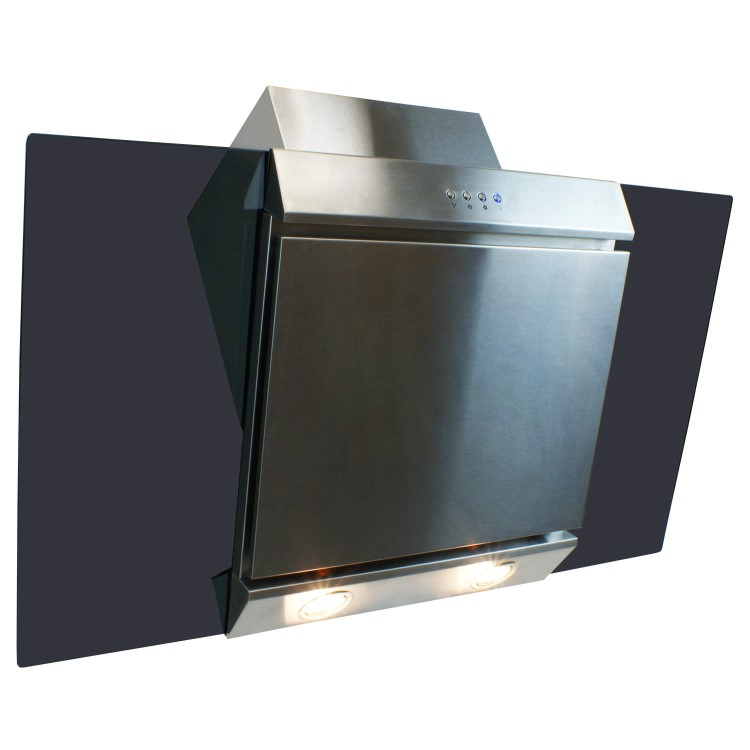 GRADE A1 - electriQ 90cm Angled Glass and Steel Designer Cooker Hood
