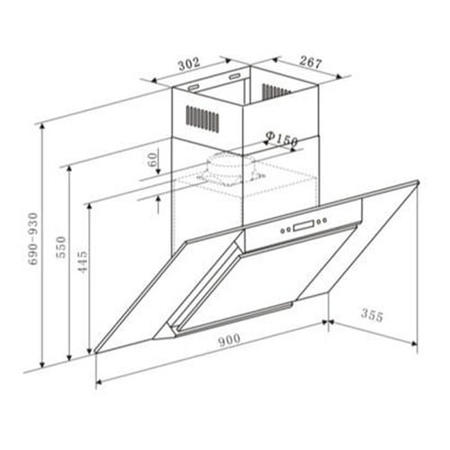 GRADE A1 - electriQ 90cm Angled Glass and Steel Designer Chimney Cooker Hood  -  5 Year warranty